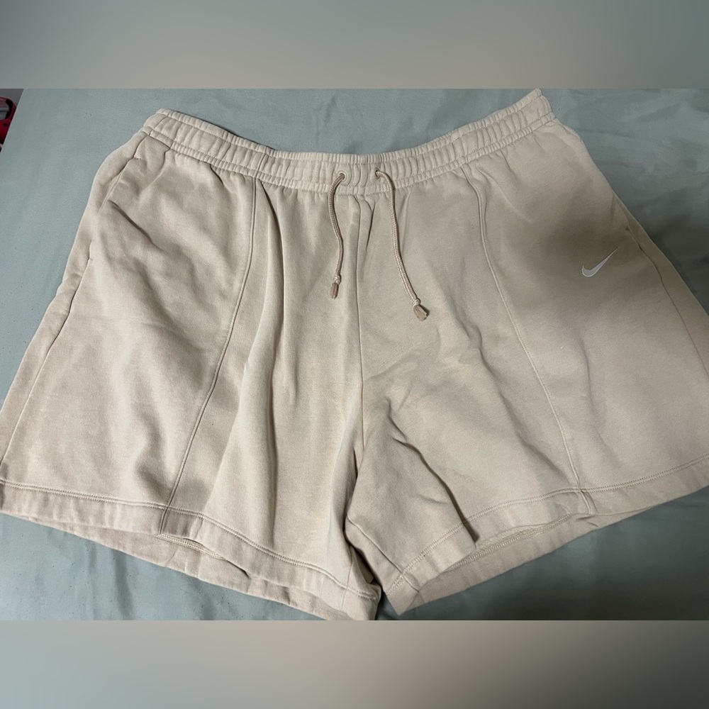 Plus size light beige Nike high waisted essential shorts 2X